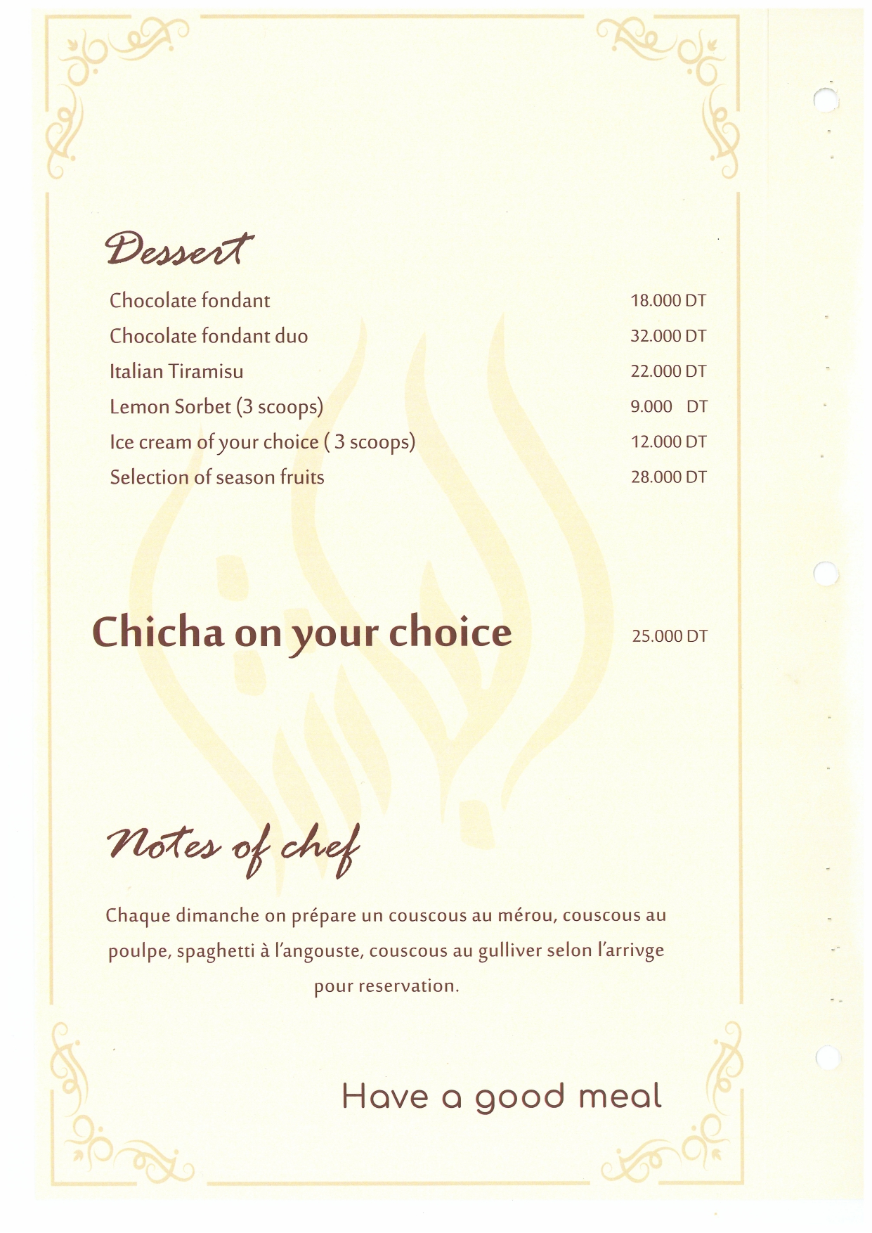 English Menu Page 4